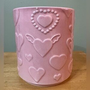 Holiday Home, Valentine’s  ‘I Love You’ Pink Ceramic Planter, 5.7 x 4.25 in